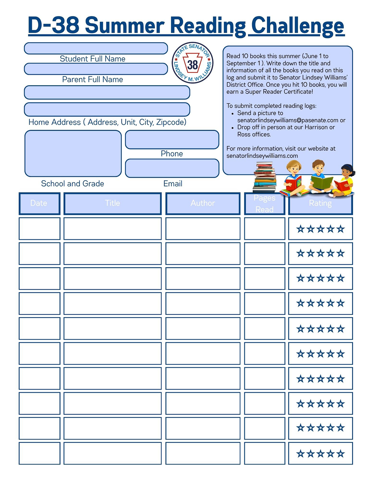 D-38 Summer Reading Challenge Log